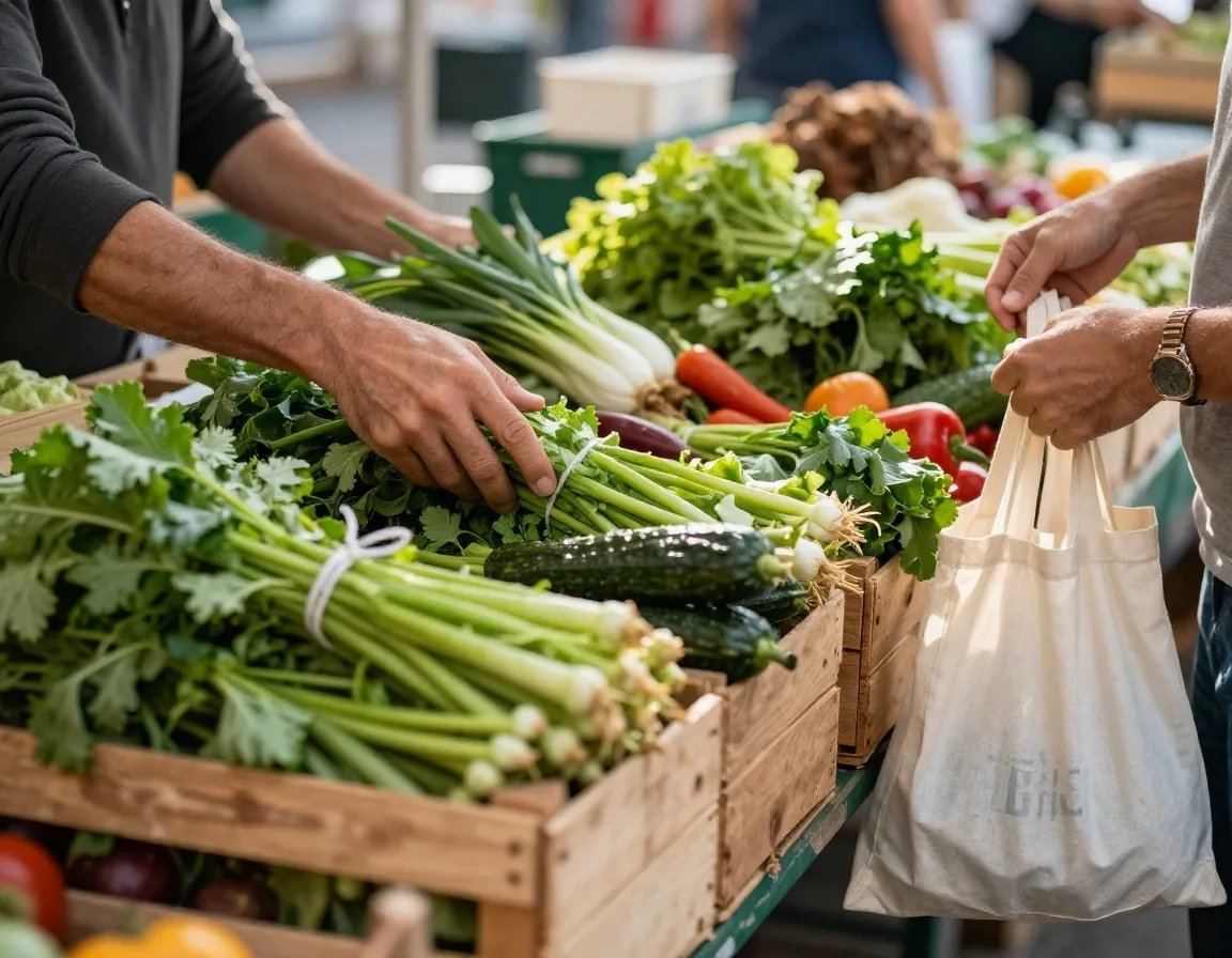 Mani che confrontano i cartellini dei prezzi al mercato